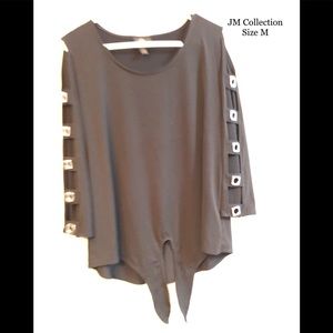 JM Collection open sleeve black top size M